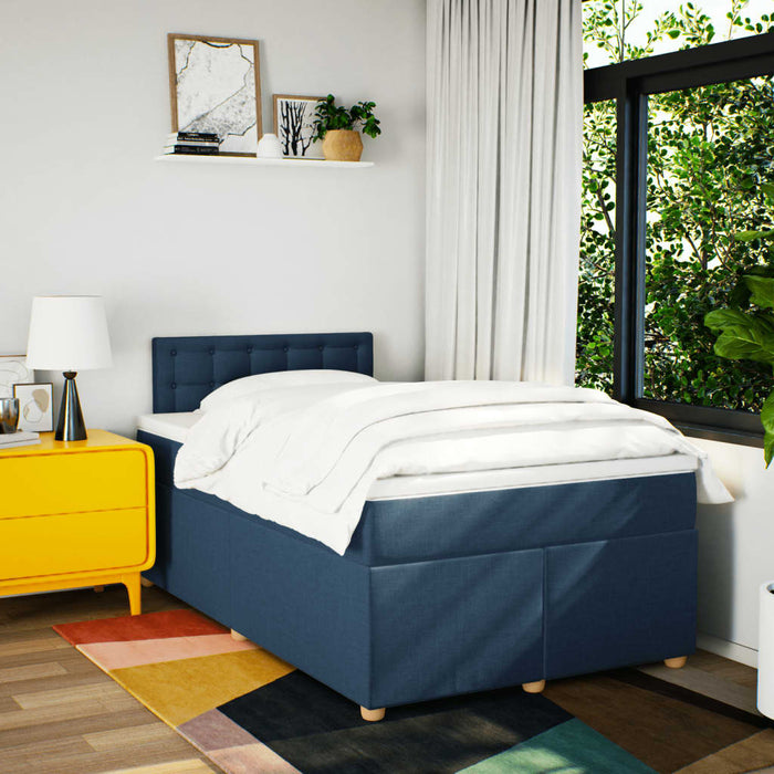 Pat box spring cu saltea, albastru, 120x200 cm, textil - WALTI WALTI