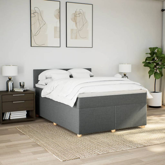 Pat box spring cu saltea, gri închis, 140x190 cm, textil - WALTI WALTI