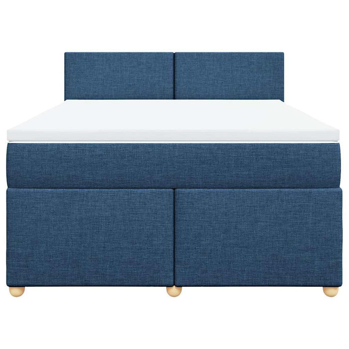 Pat box spring cu saltea, albastru, 140x200 cm, textil - WALTI WALTI