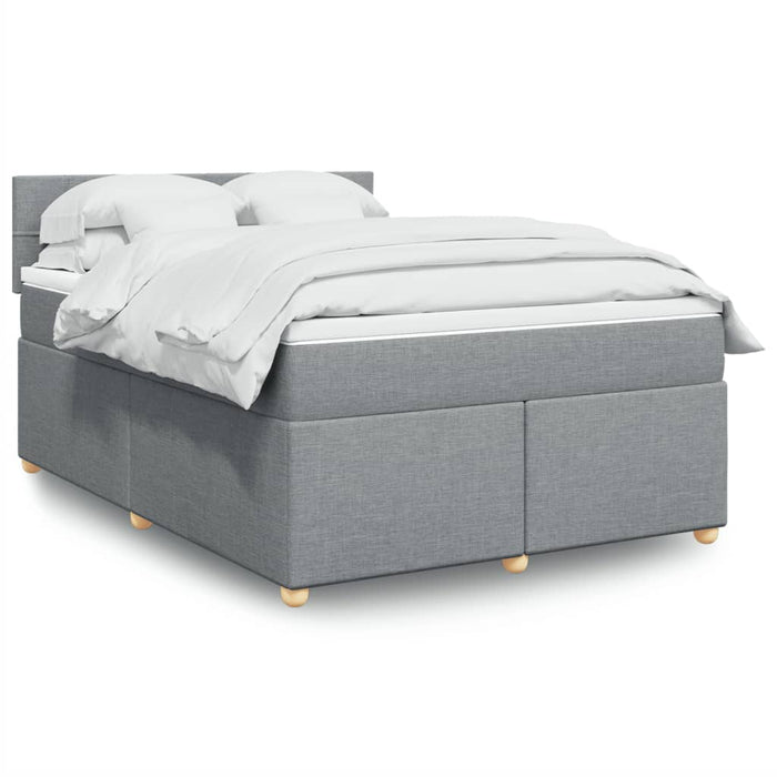 Pat box spring cu saltea, gri deschis, 140x190 cm, textil - WALTI WALTI