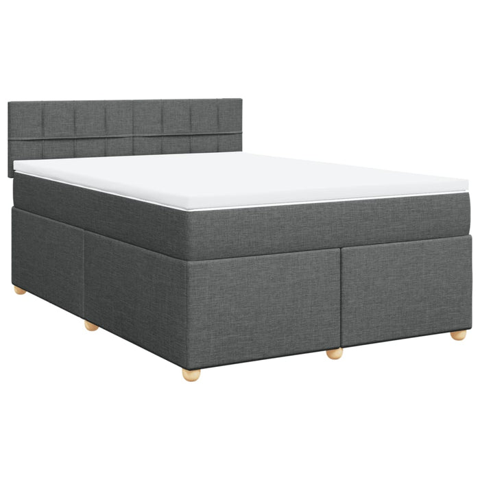 Pat box spring cu saltea, gri închis, 140x190 cm, textil - WALTI WALTI
