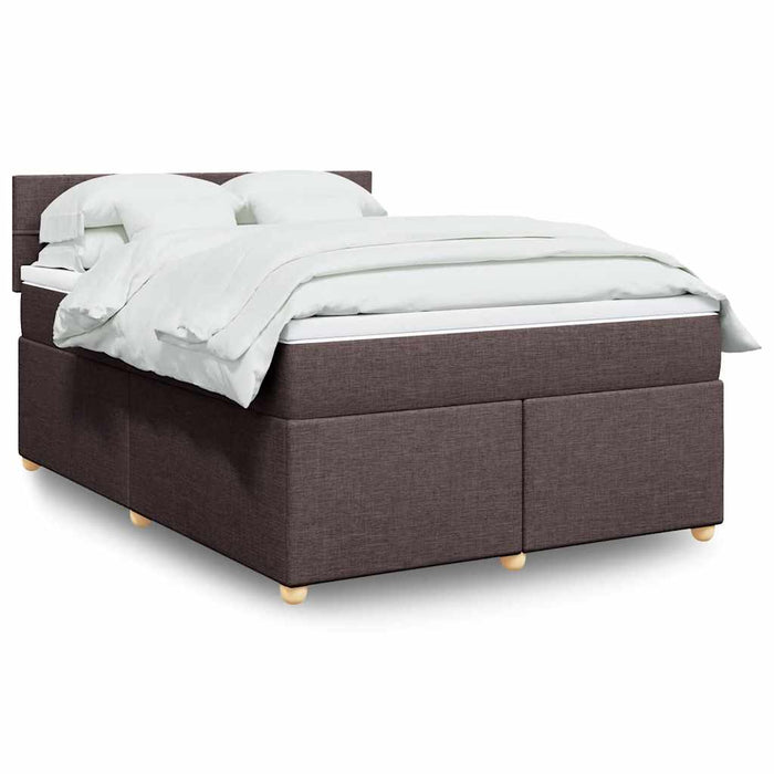 Pat box spring cu saltea, maro închis, 140x200 cm, textil - WALTI WALTI