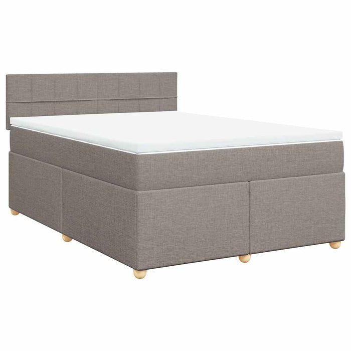 Pat box spring cu saltea, gri taupe, 140x200 cm, textil - WALTI WALTI