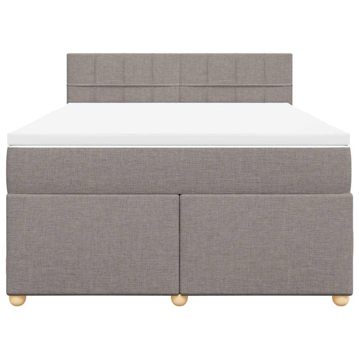 Pat box spring cu saltea, gri taupe, 140x200 cm, textil - WALTI WALTI