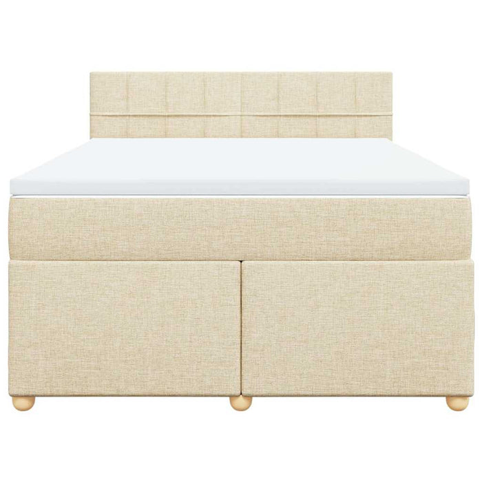 Pat box spring cu saltea, crem, 140x200 cm, textil - WALTI WALTI