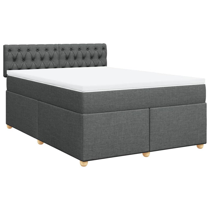 Pat box spring cu saltea, gri închis, 140x190 cm, textil - WALTI WALTI
