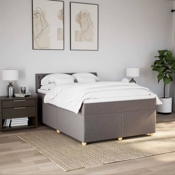 Pat box spring cu saltea, gri taupe, 140x200 cm, textil - WALTI WALTI