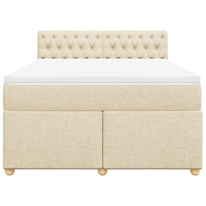 Pat box spring cu saltea, crem, 140x200 cm, textil - WALTI WALTI