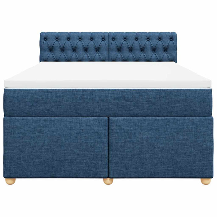 Pat box spring cu saltea, albastru, 140x200 cm, textil - WALTI WALTI