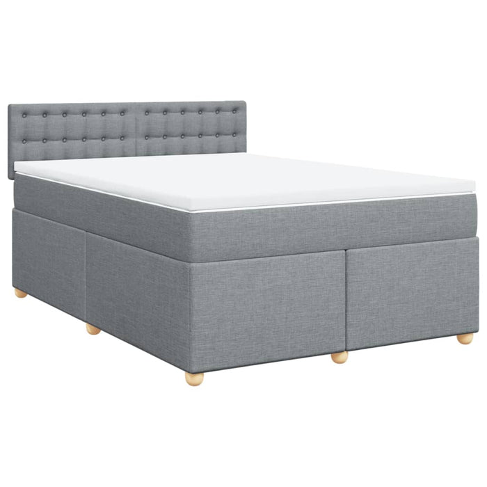 Pat box spring cu saltea, gri deschis, 140x190 cm, textil - WALTI WALTI