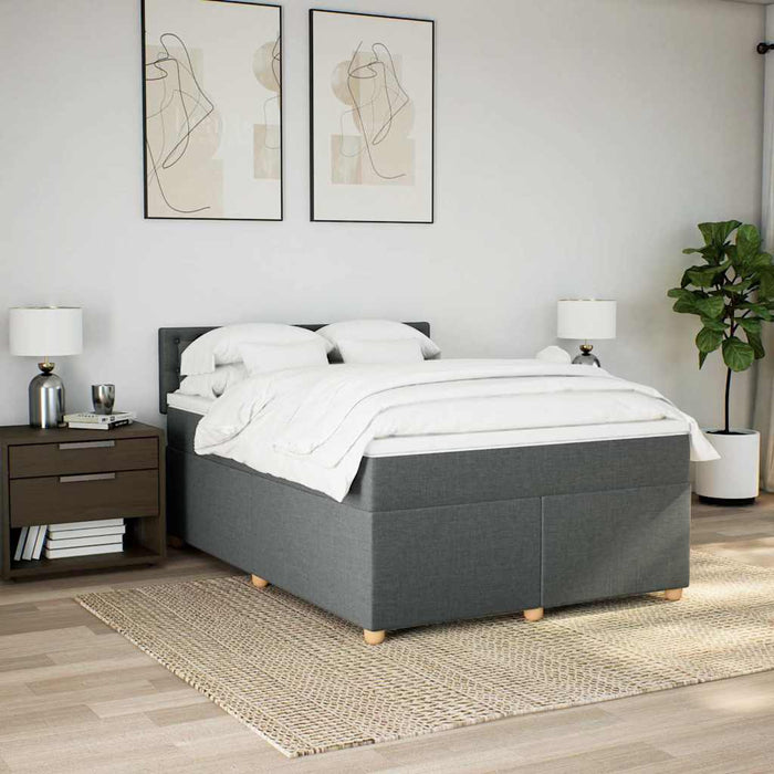 Pat box spring cu saltea, gri închis, 140x190 cm, textil - WALTI WALTI