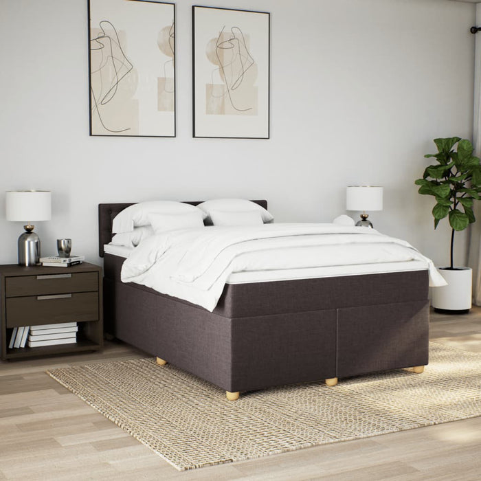 Pat box spring cu saltea, maro închis, 140x200 cm, textil - WALTI WALTI
