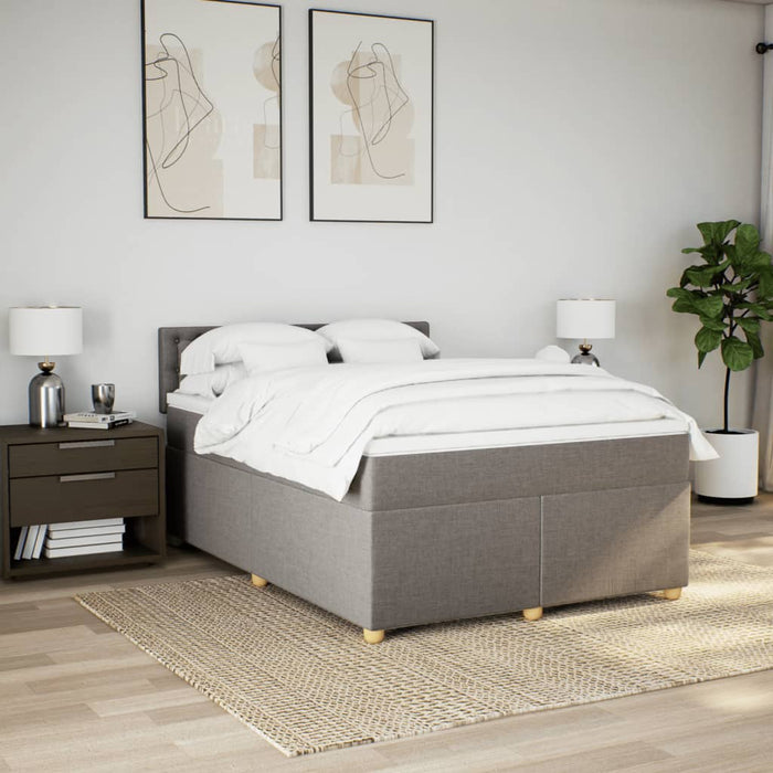 Pat box spring cu saltea, gri taupe, 140x200 cm, textil - WALTI WALTI