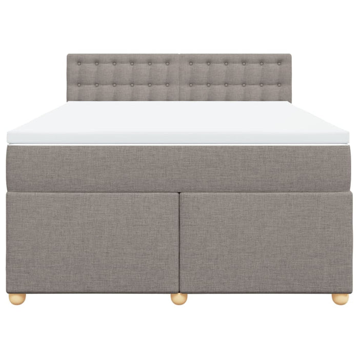 Pat box spring cu saltea, gri taupe, 140x200 cm, textil - WALTI WALTI
