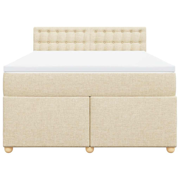 Pat box spring cu saltea, crem, 140x200 cm, textil - WALTI WALTI