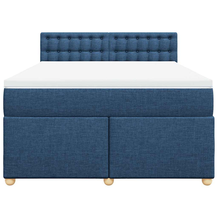 Pat box spring cu saltea, albastru, 140x200 cm, textil - WALTI WALTI