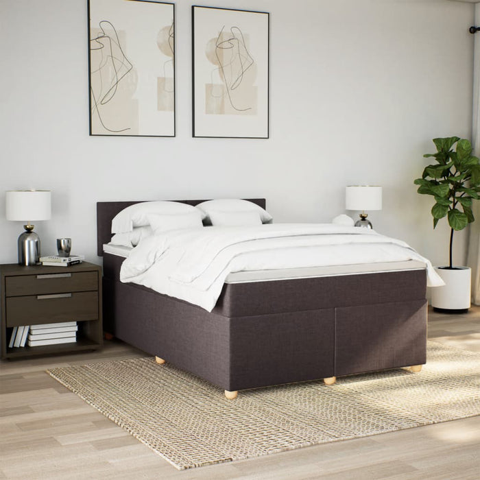 Pat continental cu saltea, maro închis, 140x200 cm, textil - WALTI WALTI