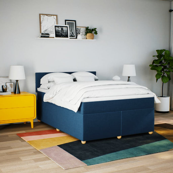 Pat continental cu saltea, albastru, 140x200cm, material textil - WALTI WALTI