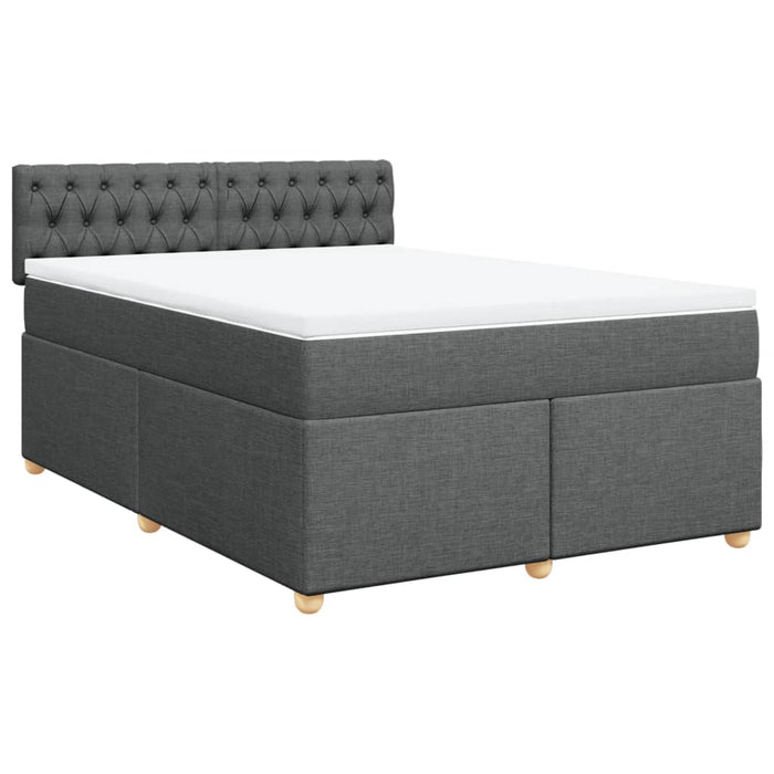 Pat box spring cu saltea, gri închis, 140x200 cm, textil - WALTI WALTI