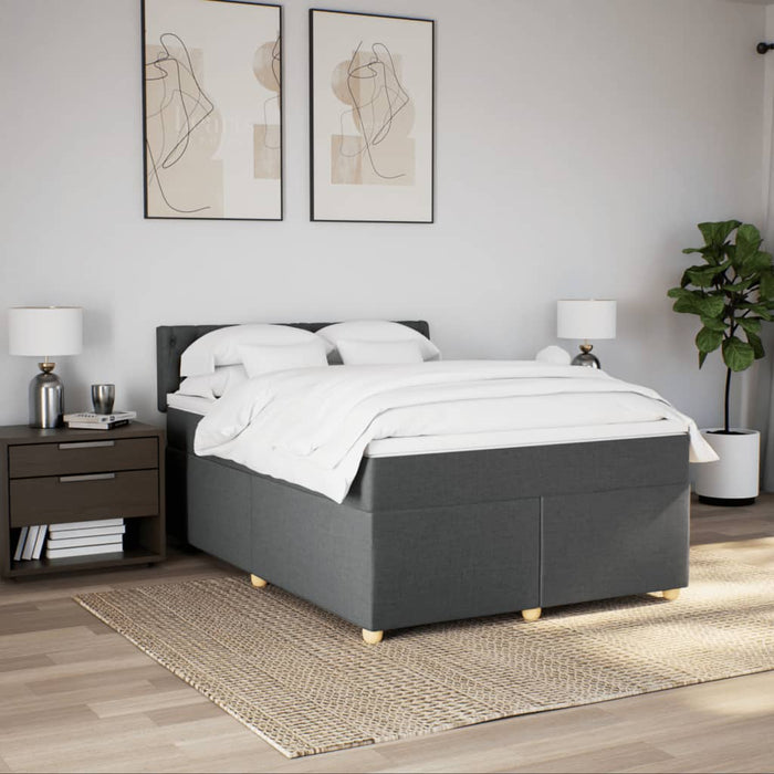Pat box spring cu saltea, gri închis, 140x200 cm, textil - WALTI WALTI