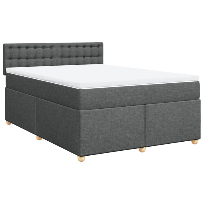 Pat box spring cu saltea, gri închis, 140x200 cm, textil - WALTI WALTI