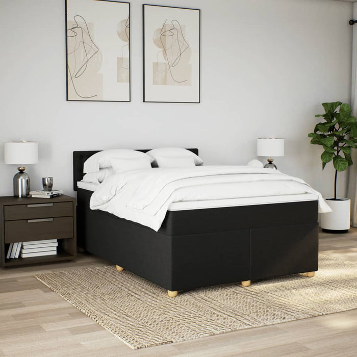 Pat box spring cu saltea, negru, 140x200 cm, textil - WALTI WALTI