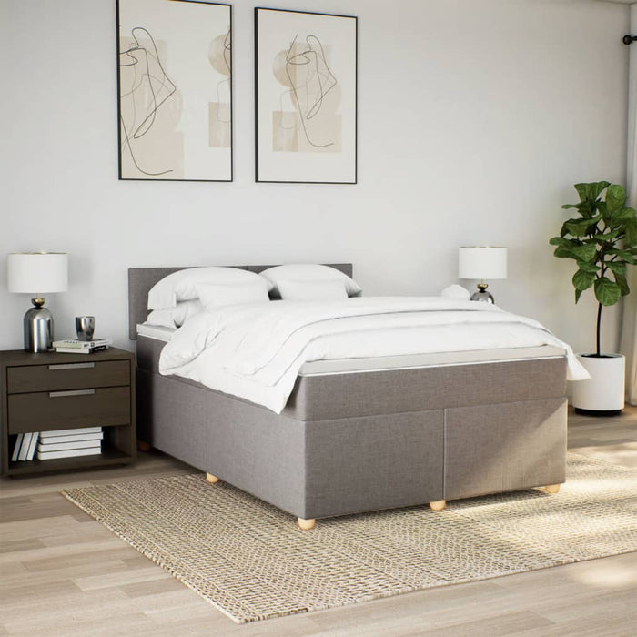 Pat box spring cu saltea, gri taupe, 160x200 cm material textil - WALTI WALTI