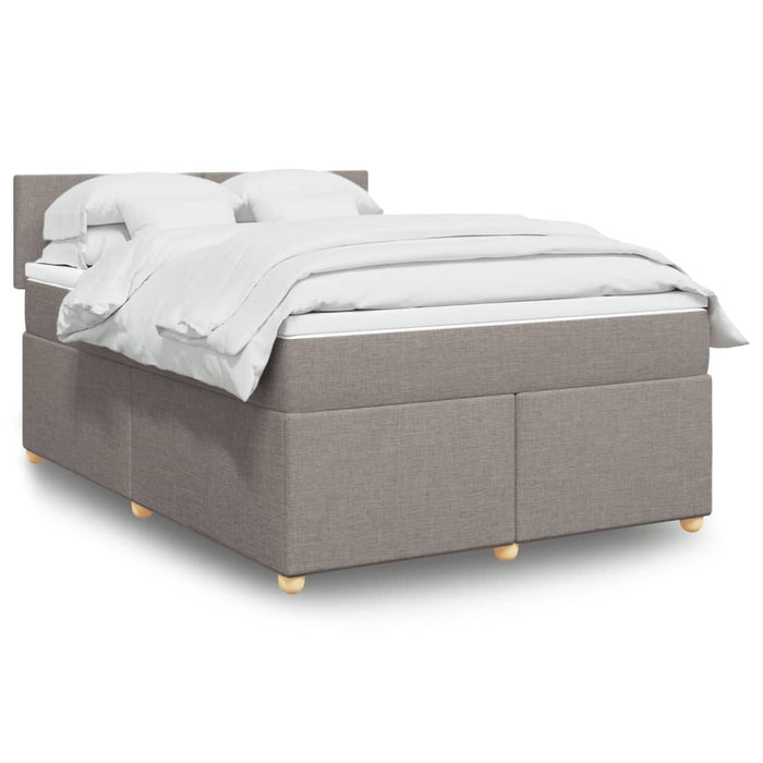 Pat box spring cu saltea, gri taupe, 160x200 cm material textil - WALTI WALTI