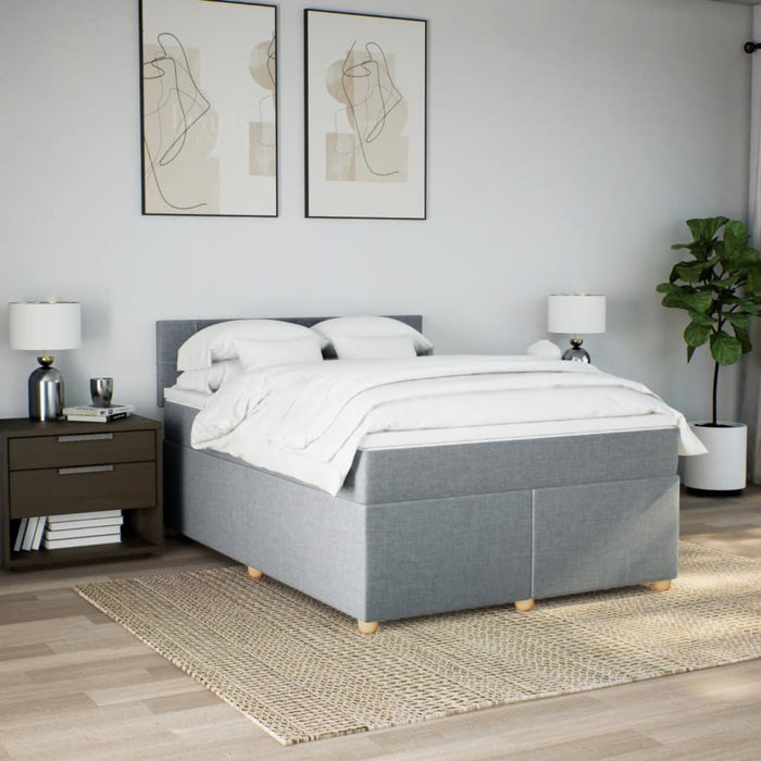 Pat continental cu saltea, gri deschis, 160x200 cm, textil WALTI
