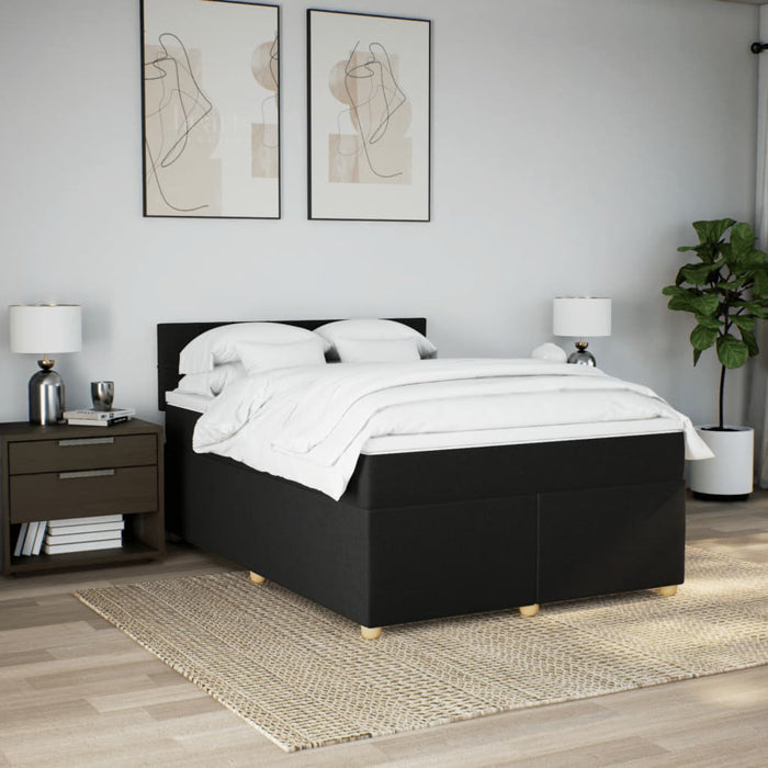Pat box spring cu saltea, negru, 160x200 cm, textil - WALTI WALTI