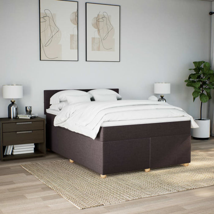 Pat box spring cu saltea, maro închis, 160x200 cm, textil WALTI