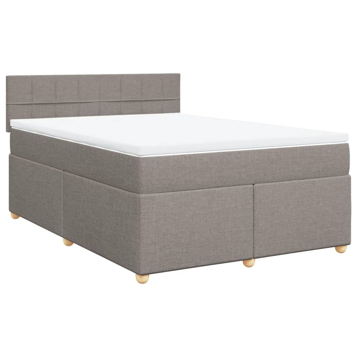 Pat box spring cu saltea, gri taupe, 160x200 cm material textil - WALTI WALTI