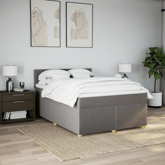 Pat box spring cu saltea, gri taupe, 160x200 cm material textil - WALTI WALTI