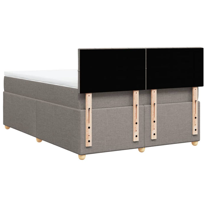 Pat box spring cu saltea, gri taupe, 160x200 cm material textil - WALTI WALTI