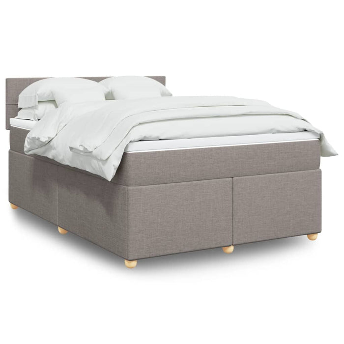 Pat box spring cu saltea, gri taupe, 160x200 cm material textil - WALTI WALTI
