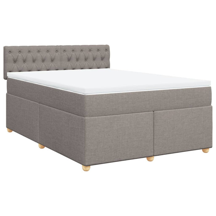 Pat box spring cu saltea, gri taupe, 160x200 cm material textil - WALTI WALTI