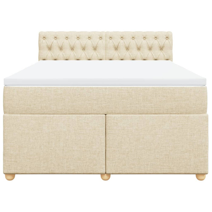 Pat box spring cu saltea, crem, 160x200 cm, material textil - WALTI WALTI