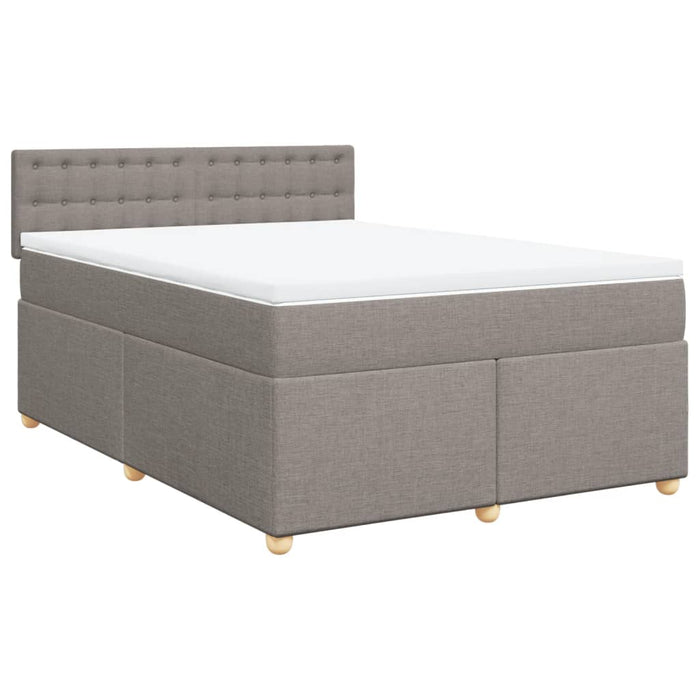 Pat box spring cu saltea, gri taupe, 160x200 cm material textil - WALTI WALTI