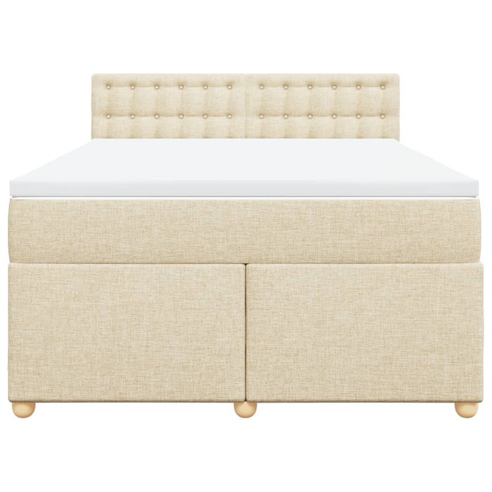 Pat box spring cu saltea, crem, 160x200 cm, material textil - WALTI WALTI
