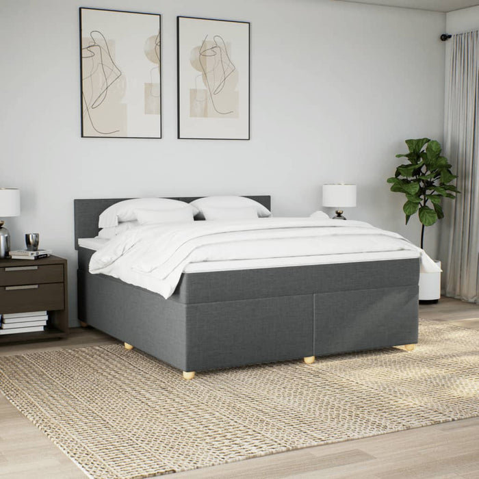 Pat box spring cu saltea, gri închis, 180x200 cm, textil - WALTI WALTI