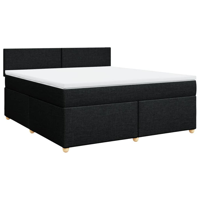 Pat box spring cu saltea, negru, 180x200 cm, catifea WALTI