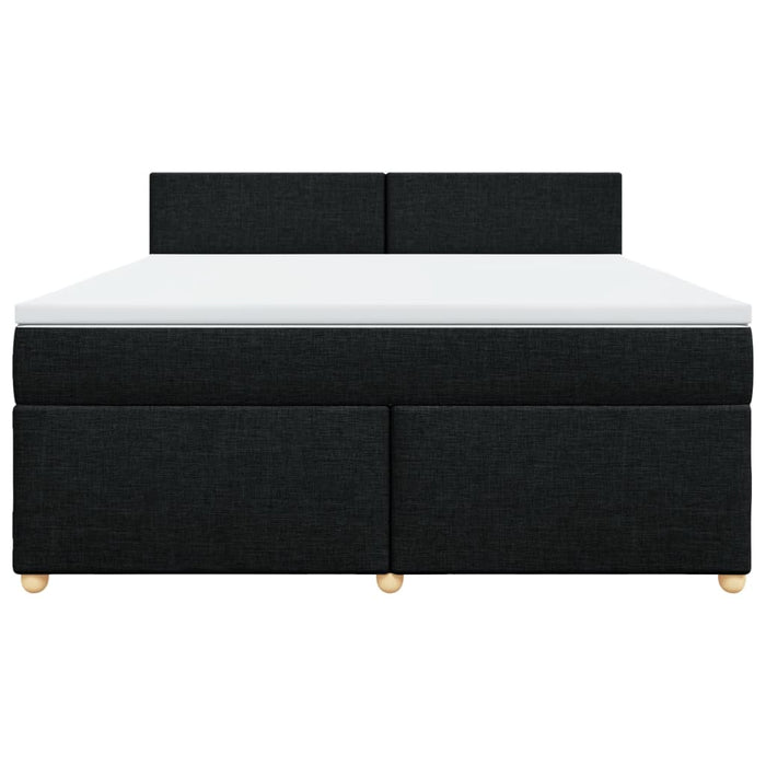 Pat box spring cu saltea, negru, 180x200 cm, catifea WALTI