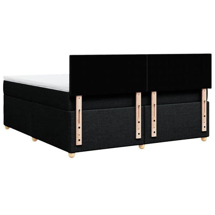 Pat box spring cu saltea, negru, 180x200 cm, catifea WALTI
