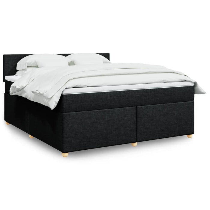 Pat box spring cu saltea, negru, 180x200 cm, catifea WALTI