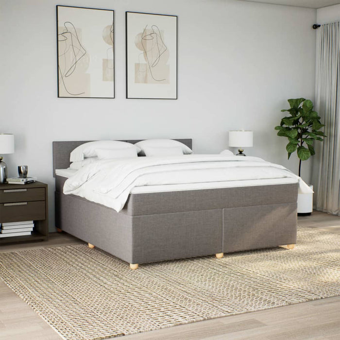 Pat continental cu saltea, gri taupe, 180x200 cm, textil - WALTI WALTI