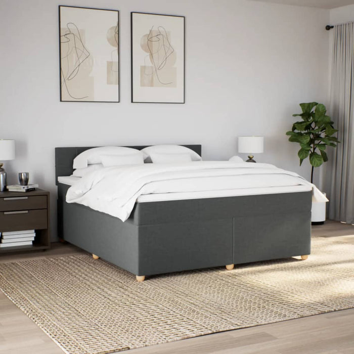Pat box spring cu saltea, gri închis, 180x200 cm, textil - WALTI WALTI