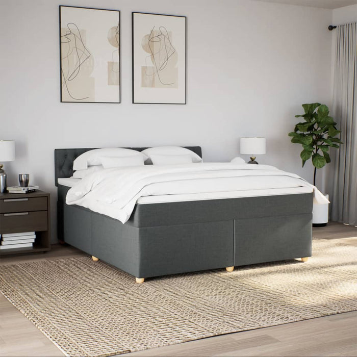 Pat box spring cu saltea, gri închis, 180x200 cm, textil - WALTI WALTI