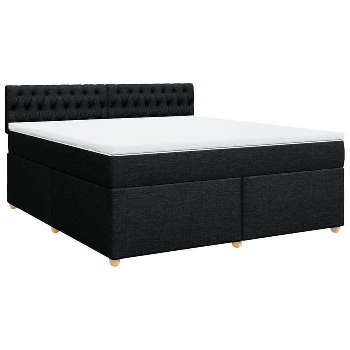 Pat box spring cu saltea, negru, 180x200 cm, catifea WALTI