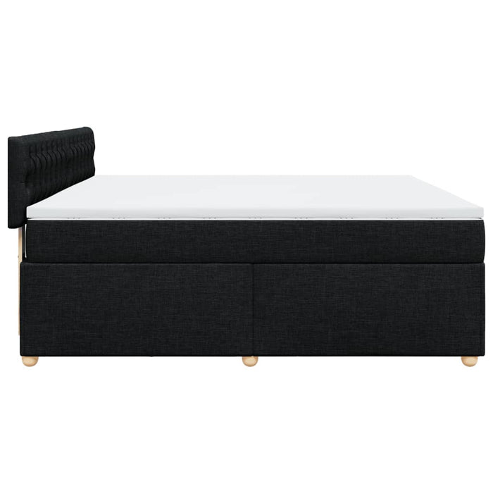 Pat box spring cu saltea, negru, 180x200 cm, catifea WALTI