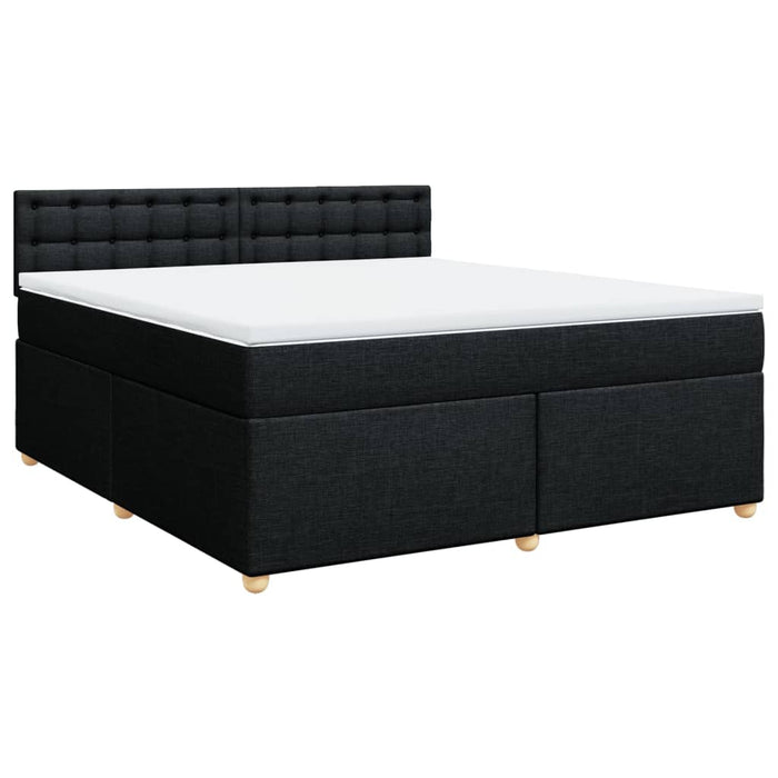 Pat box spring cu saltea, negru, 180x200 cm, catifea WALTI